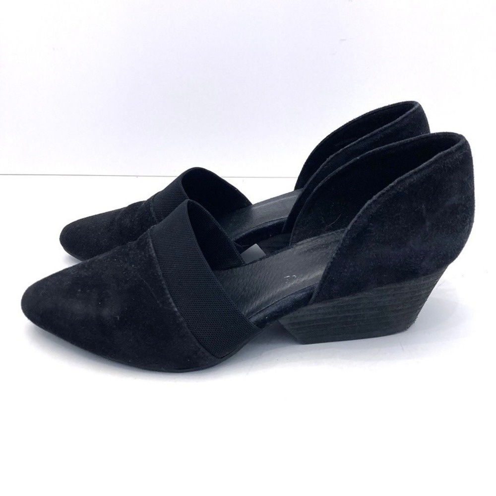 Eileen Fisher Hilly Suede d'Orsay Pump Womens 7 Black Pointed Toe Cut Outs - Picture 3 of 11